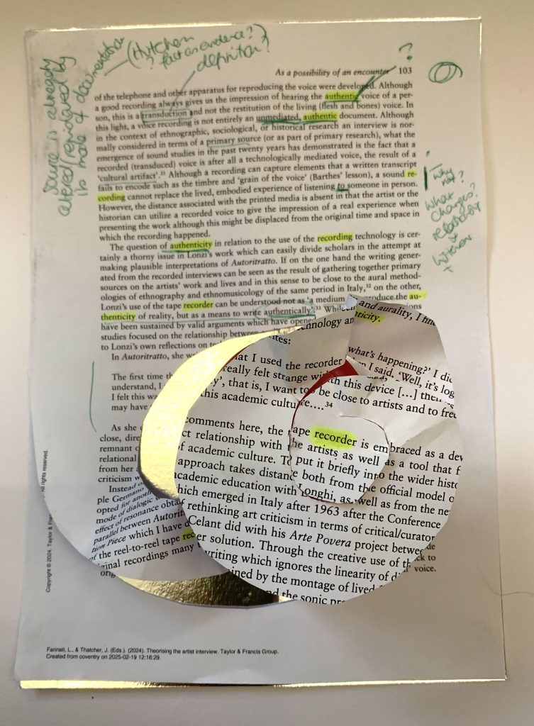text-sculpture created in the Encounters workshop