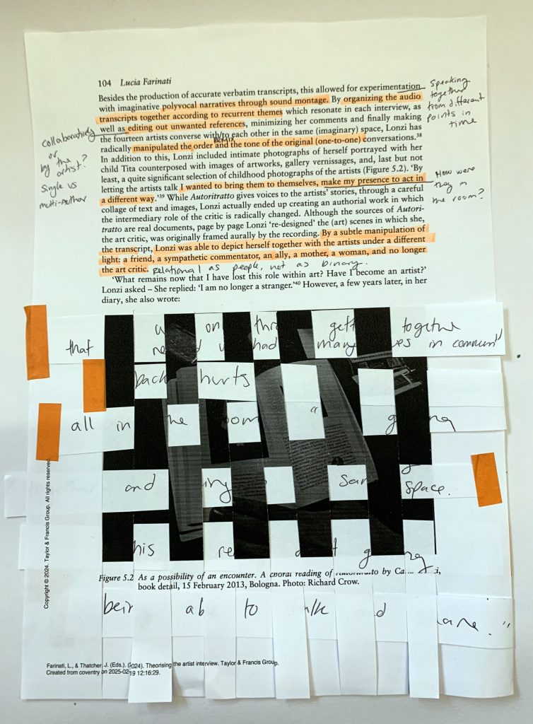 text-sculpture created in the Encounters workshop